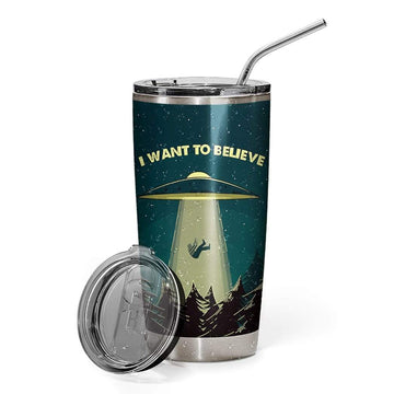 Gearhumans 3D I Want To Believe Custom Design Vacuum Insulated Tumbler