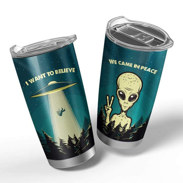 Gearhumans 3D I Want To Believe Custom Design Vacuum Insulated Tumbler