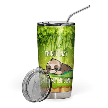 Gearhumans 3D I'm Not Lazy I'm Energy Efficient Sloth Custom Design Vacuum Insulated Tumbler