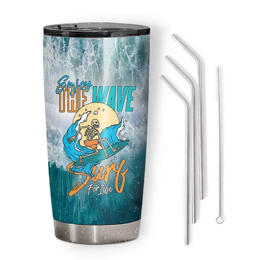 Gearhumans Gearhuman 3D International Surfing Day Custom Name Design Vacuum Insulated Tumbler GW18052 Tumbler