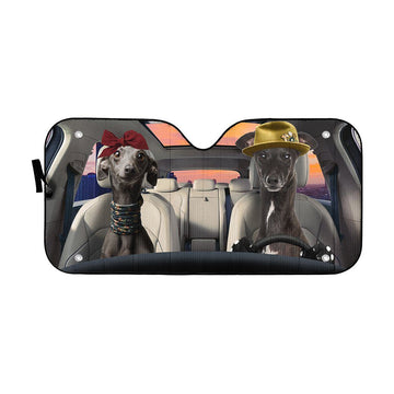 Gearhumans 3D Italian Greyhound Dog Auto Car Sunshade