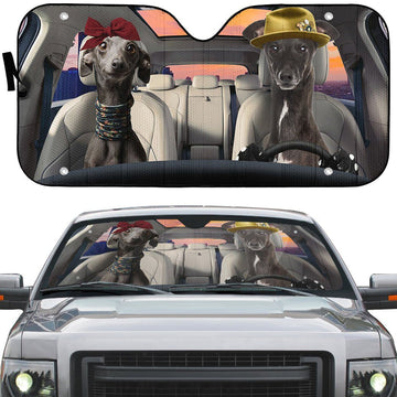 Gearhumans 3D Italian Greyhound Dog Auto Car Sunshade