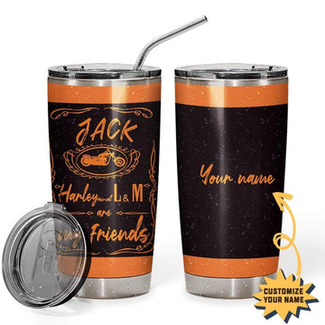 Gearhumans 3D Jack Daniel Harley and Marlboroo Custom Name Design Vacuum Insulated Tumbler