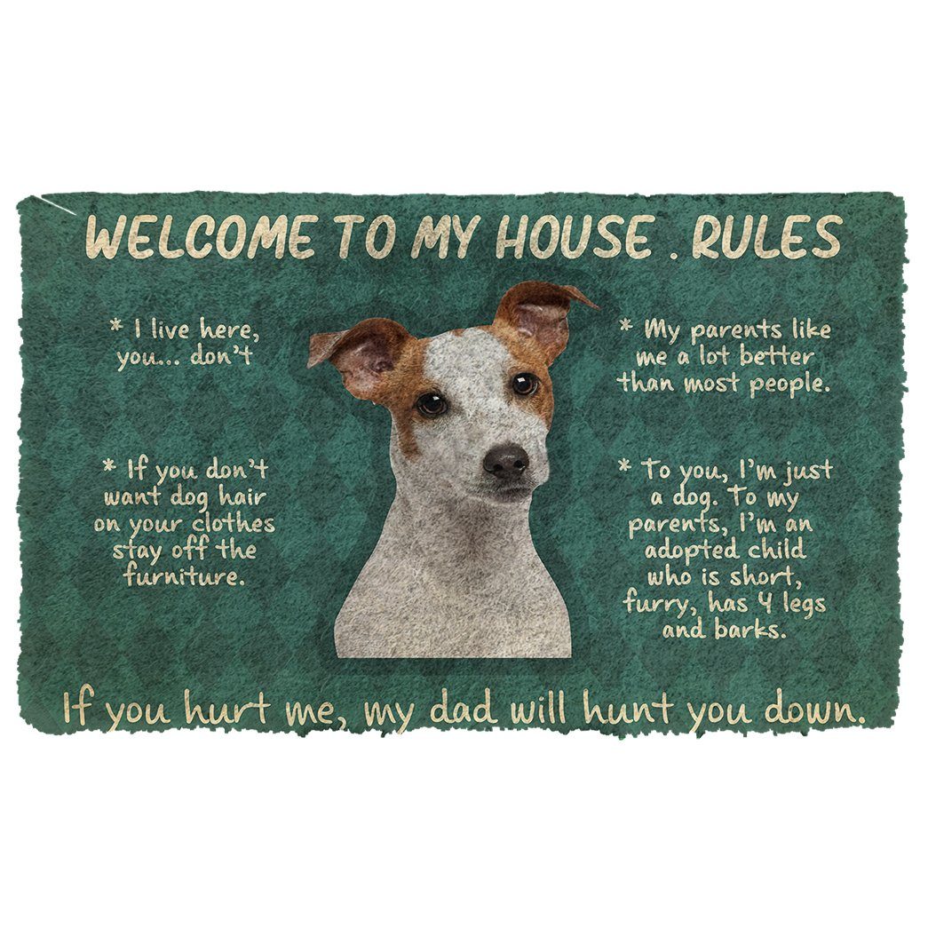Gearhumans Gearhuman 3D Jack Russell Terrier Welcome To My House Rules Custom Doormat GW12036 Doormat Doormat S(15,8''x23,6'')