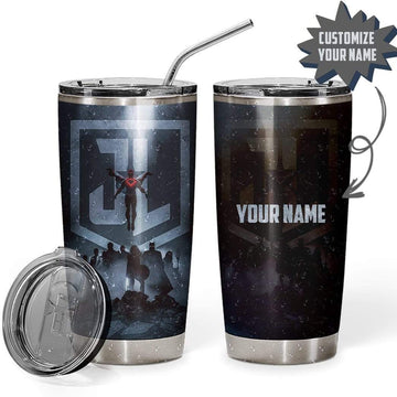 Gearhumans 3D Justice League Cut Custom Name Design Vacuum Insulated Tumbler