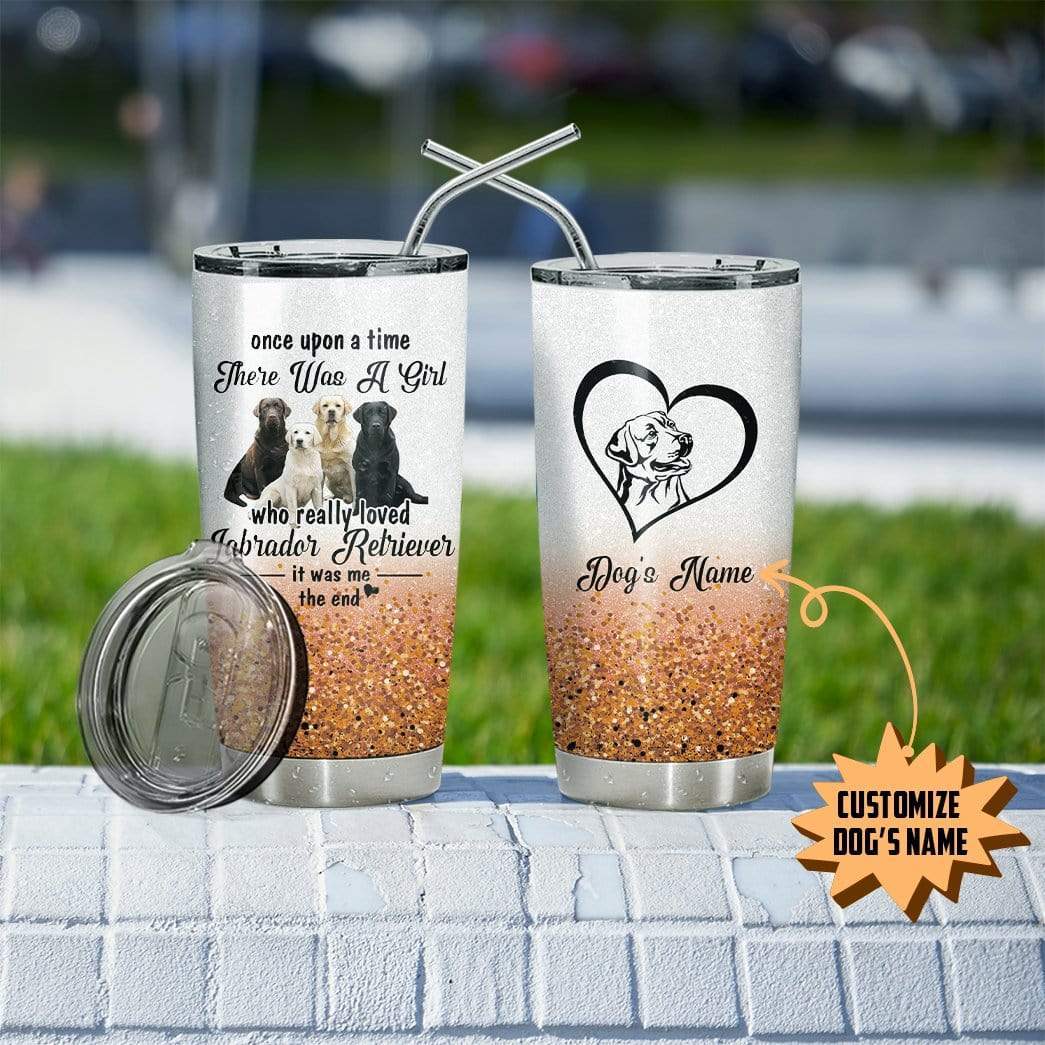 Gearhumans Gearhuman 3D Labrador Retriever Custom Name Design Vacuum Insulated Glitter Tumbler GV14054 Glitter Tumbler