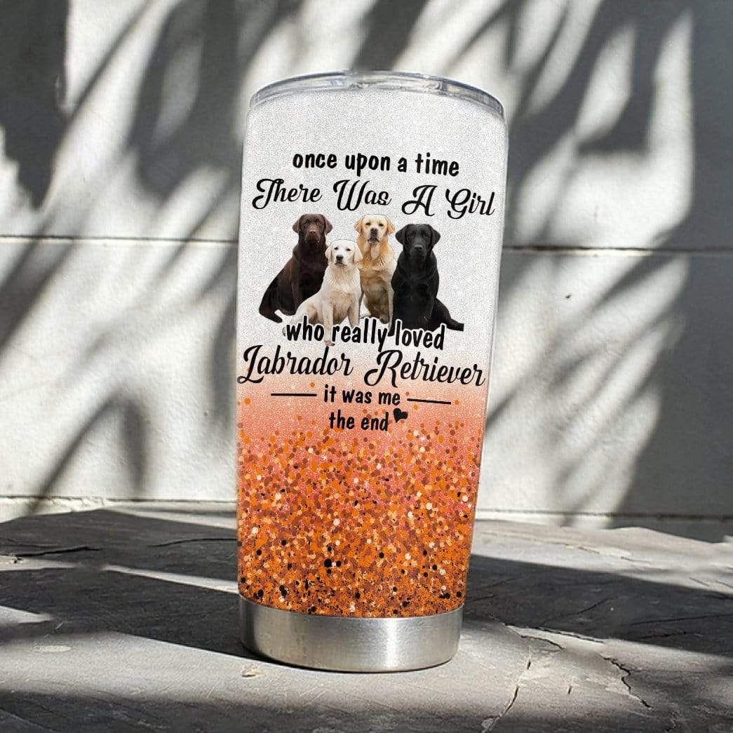 Gearhumans Gearhuman 3D Labrador Retriever Custom Name Design Vacuum Insulated Glitter Tumbler GV14054 Glitter Tumbler