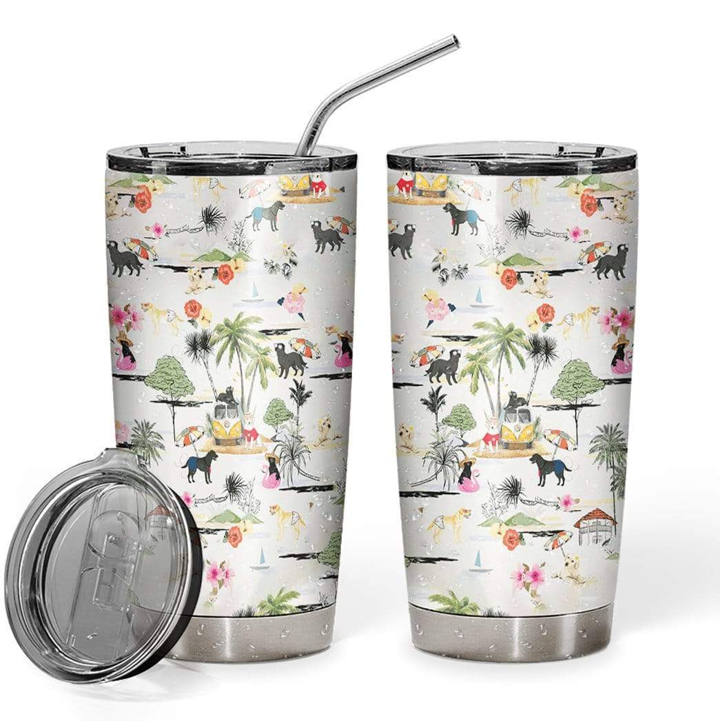 Gearhumans Gearhuman 3D Labrador Retriever Hawaii Beach Retro Custom Design Vacuum Insulated Tumbler GV220613 Tumbler