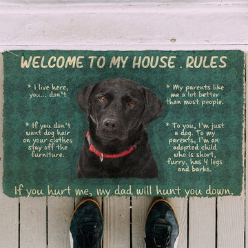 Gearhumans 3D Labrador Retriever Welcome To My House Rules Custom Doormat