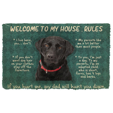 Gearhumans 3D Labrador Retriever Welcome To My House Rules Custom Doormat