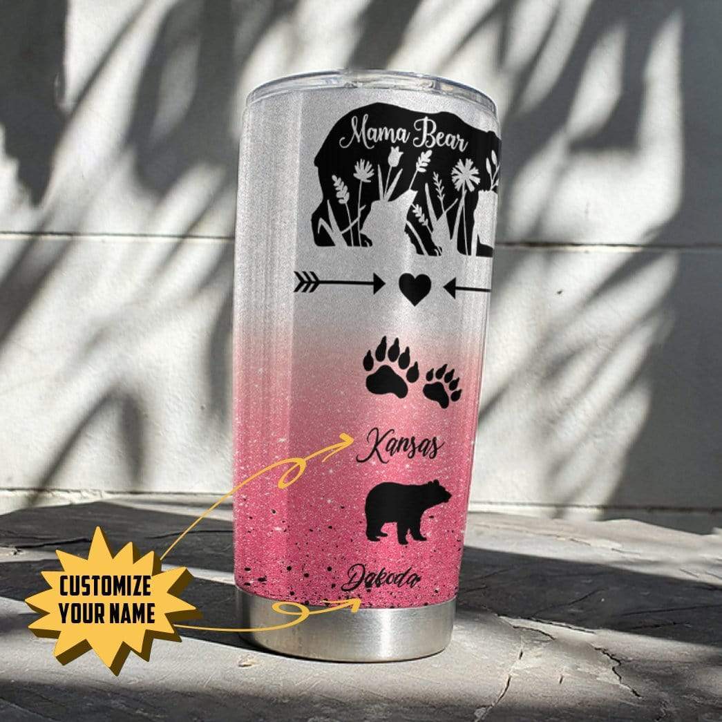 Camping Bear 20oz Glitter Glass Cup