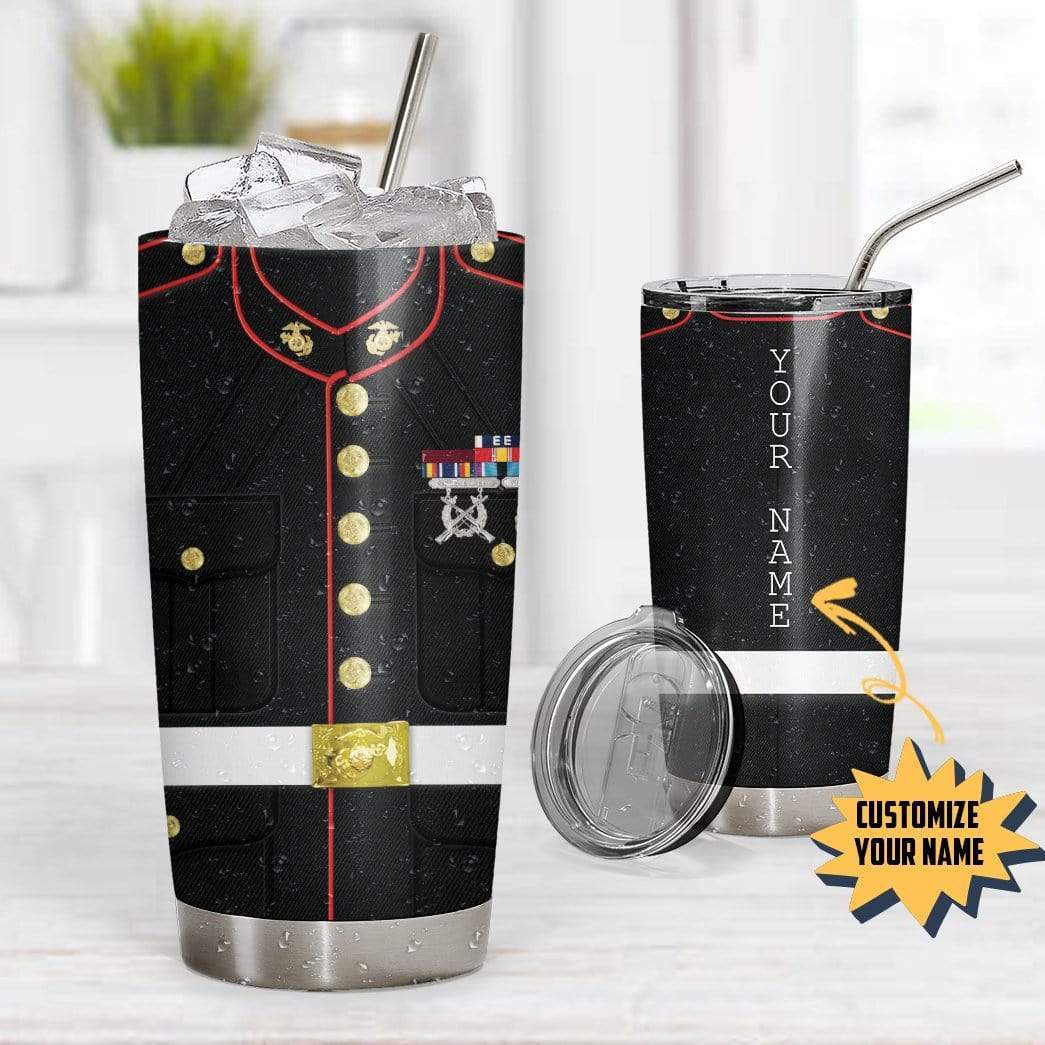 Gearhumans Gearhuman 3D Marine Uniform Custom Name Design Vacuum Insulated Tumbler GV14057 Tumbler