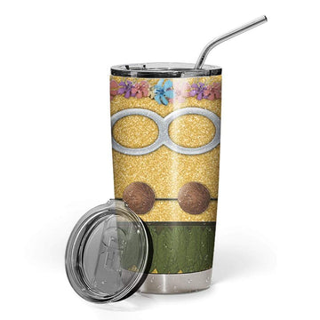 Gearhumans 3D Minion Coconut Bikini Custom Design Vacuum Insulated Glitter Tumbler