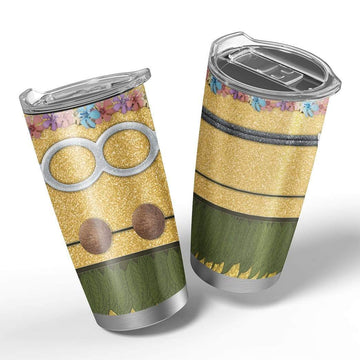 Gearhumans 3D Minion Coconut Bikini Custom Design Vacuum Insulated Glitter Tumbler