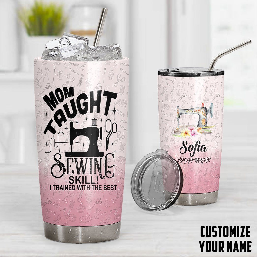 Gearhumans Gearhuman 3D Mom Taught Sewing Skill Mothers Day Gift Custom Name Design Insulated Vacuum Tumbler GW300324 Tumbler