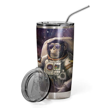 Gearhumans 3D Monkey Astronaut Custom Design Vacuum Insulated Tumbler