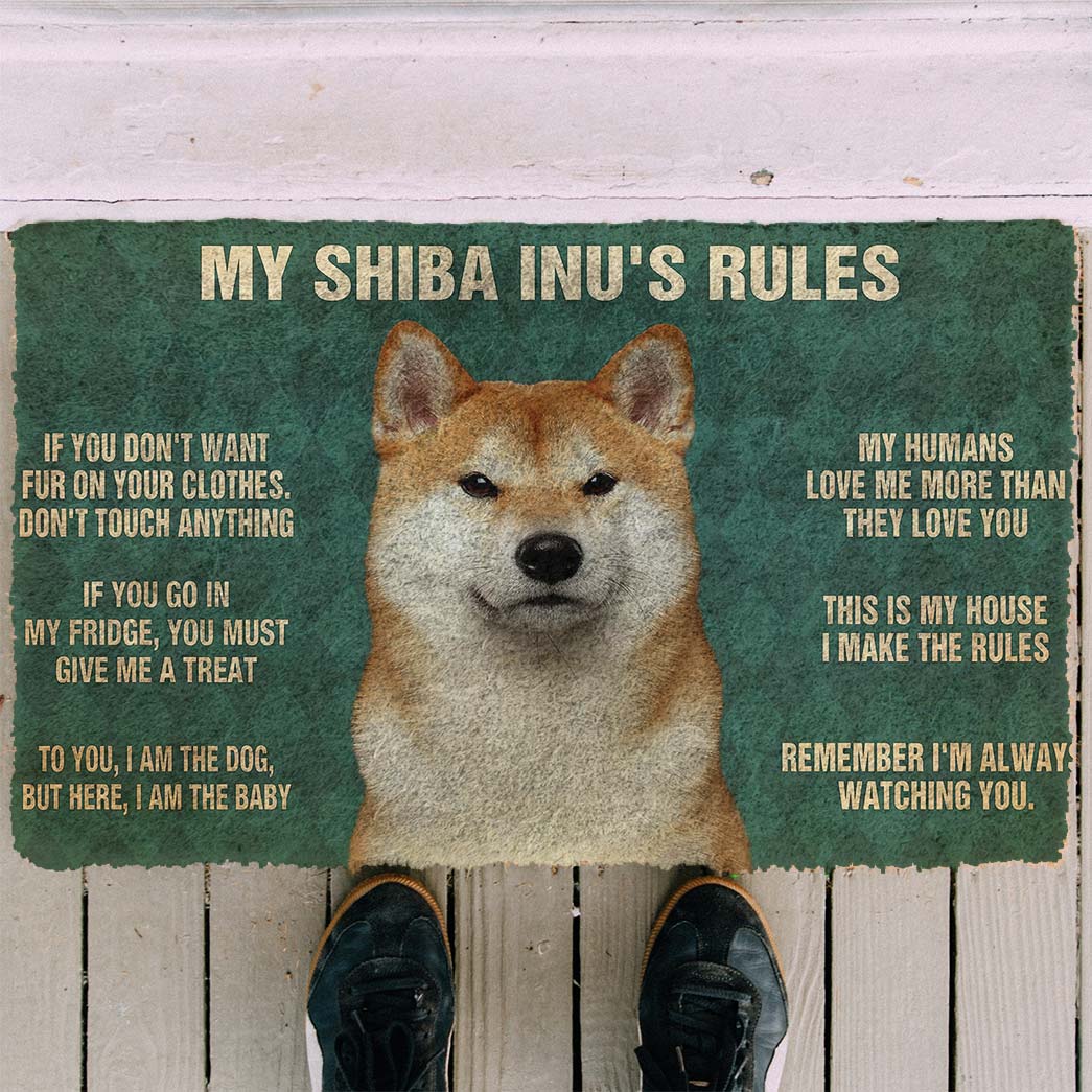 Gearhumans Gearhuman 3D My Shiba Inu's Rules Doormat GV17038 Doormat