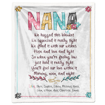 Gearhumans Gearhuman 3D Nana Hugged Love By Grandkids Names Blanket GH290301 Blanket Blanket M(51''x59'')
