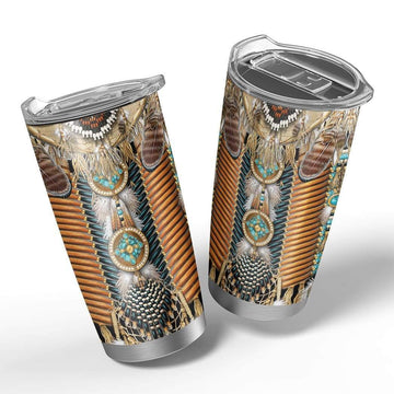 Gearhumans 3D Native American Pattern Seamless Custom Design Vacuum Insulated Tumbler