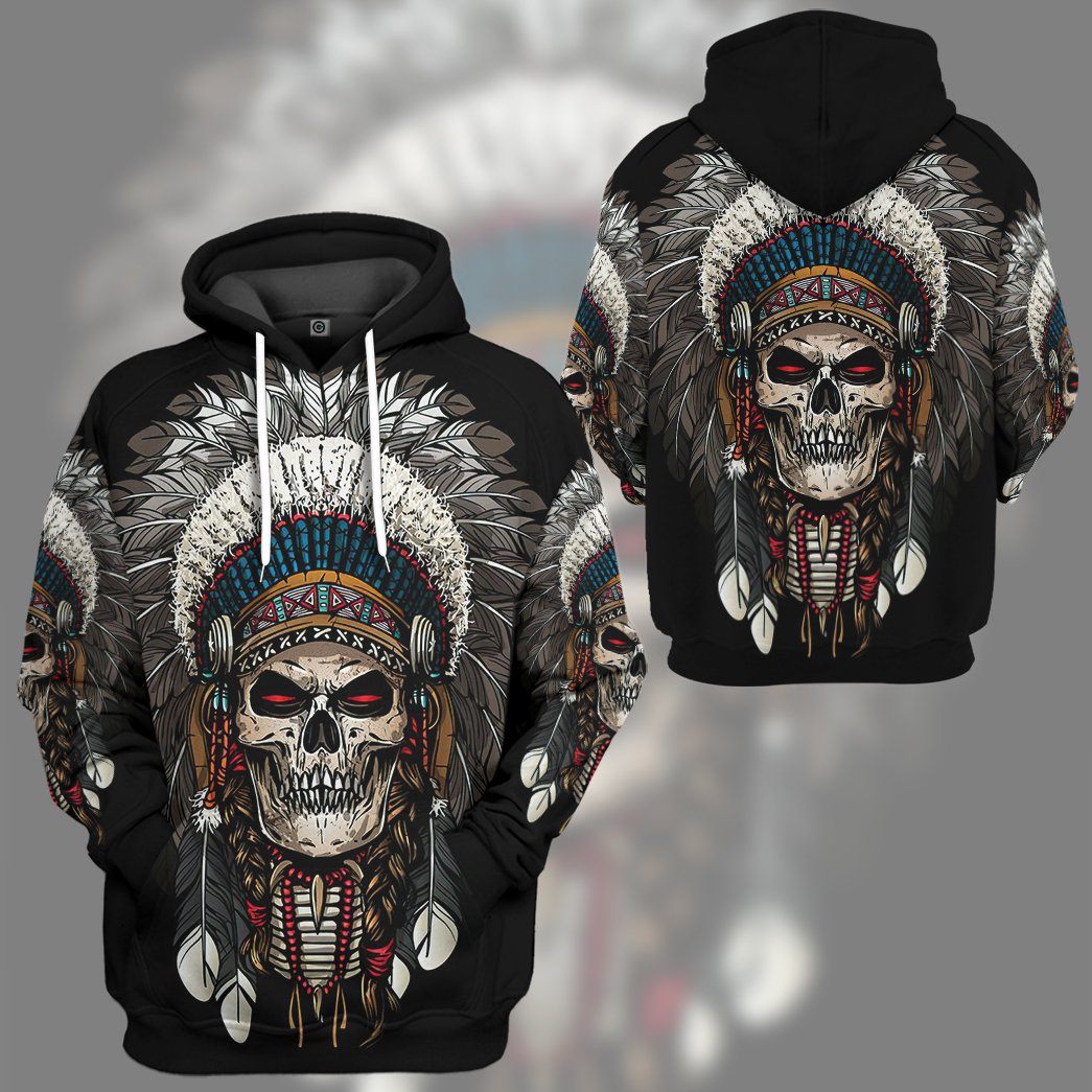 Gearhumans Gearhuman 3D Native American Skull Tshirt Hoodie Apparel GB110310 3D Apparel