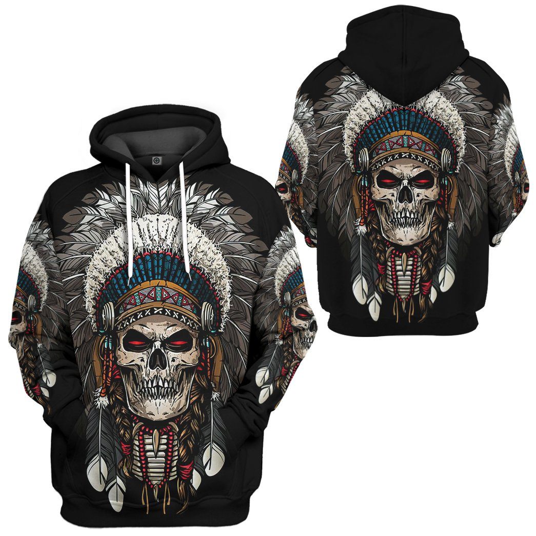 Gearhumans Gearhuman 3D Native American Skull Tshirt Hoodie Apparel GB110310 3D Apparel