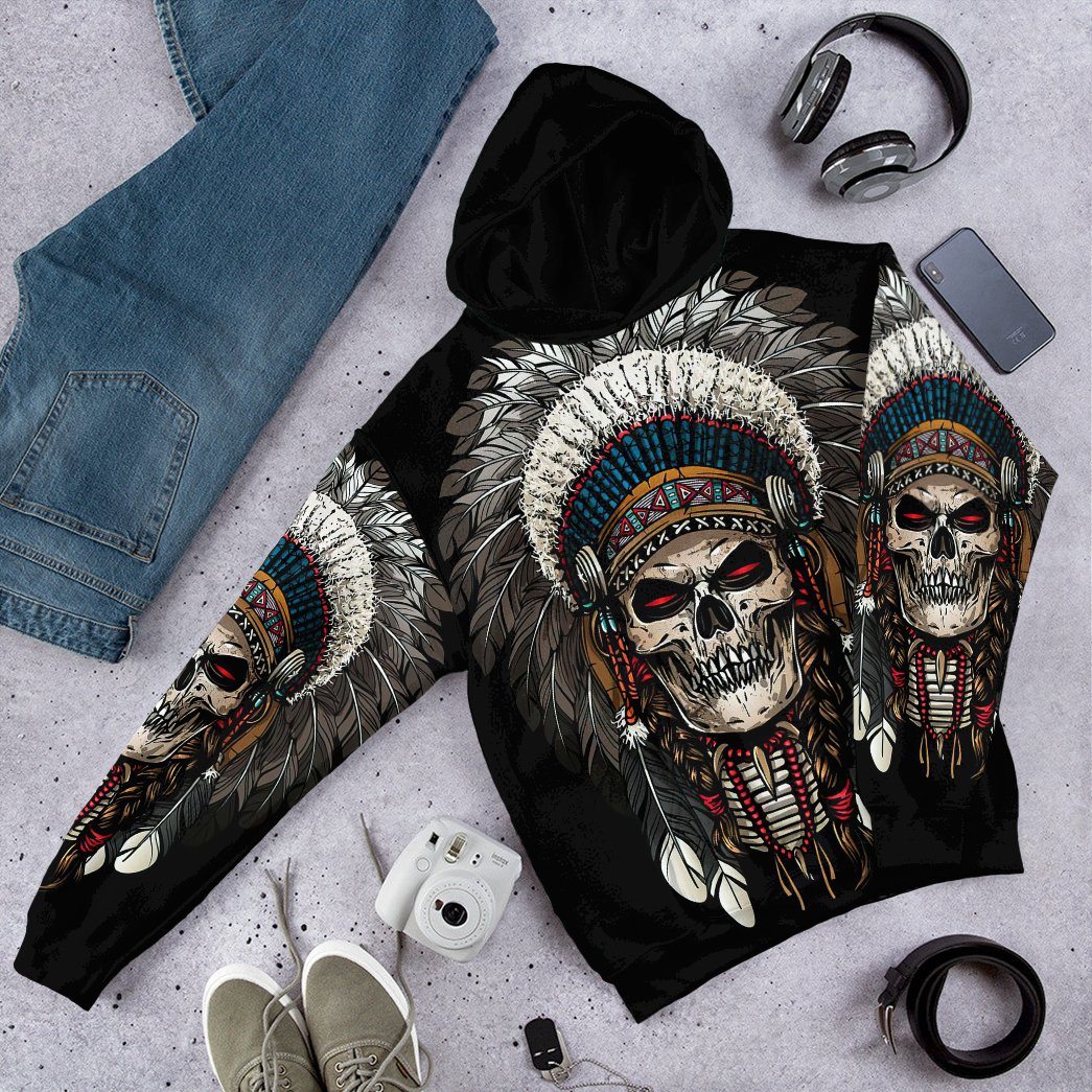 Gearhumans Gearhuman 3D Native American Skull Tshirt Hoodie Apparel GB110310 3D Apparel