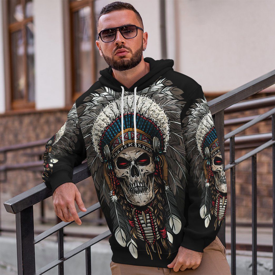 Gearhumans Gearhuman 3D Native American Skull Tshirt Hoodie Apparel GB110310 3D Apparel