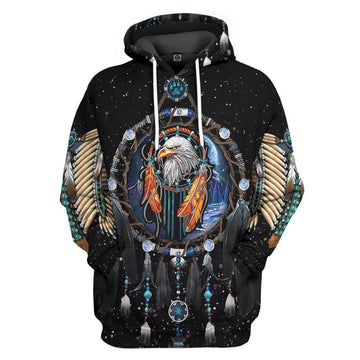 Gearhumans 3D Native Eagle Dream Tshirt Hoodie Apparel