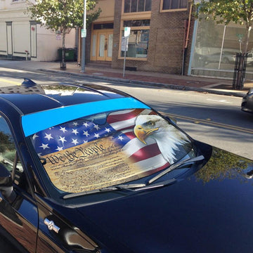 Gearhumans 3D Patriotic Eagle Custom Car Auto Sunshade