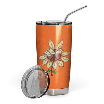 Gearhumans 3D Peace Flower Custom Design Vacuum Insulated Glitter Tumbler