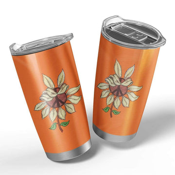 Gearhumans 3D Peace Flower Custom Design Vacuum Insulated Glitter Tumbler