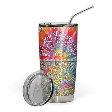 Gearhumans 3D Peace Love Hippie Van Custom Design Vacuum Insulated Tumbler