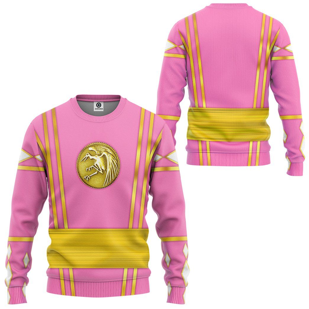 Gearhumans Gearhuman 3D Pink Ninja Mighty Morphin Power Rangers Custom Tshirt Hoodie Apparel GJ24033 3D Apparel