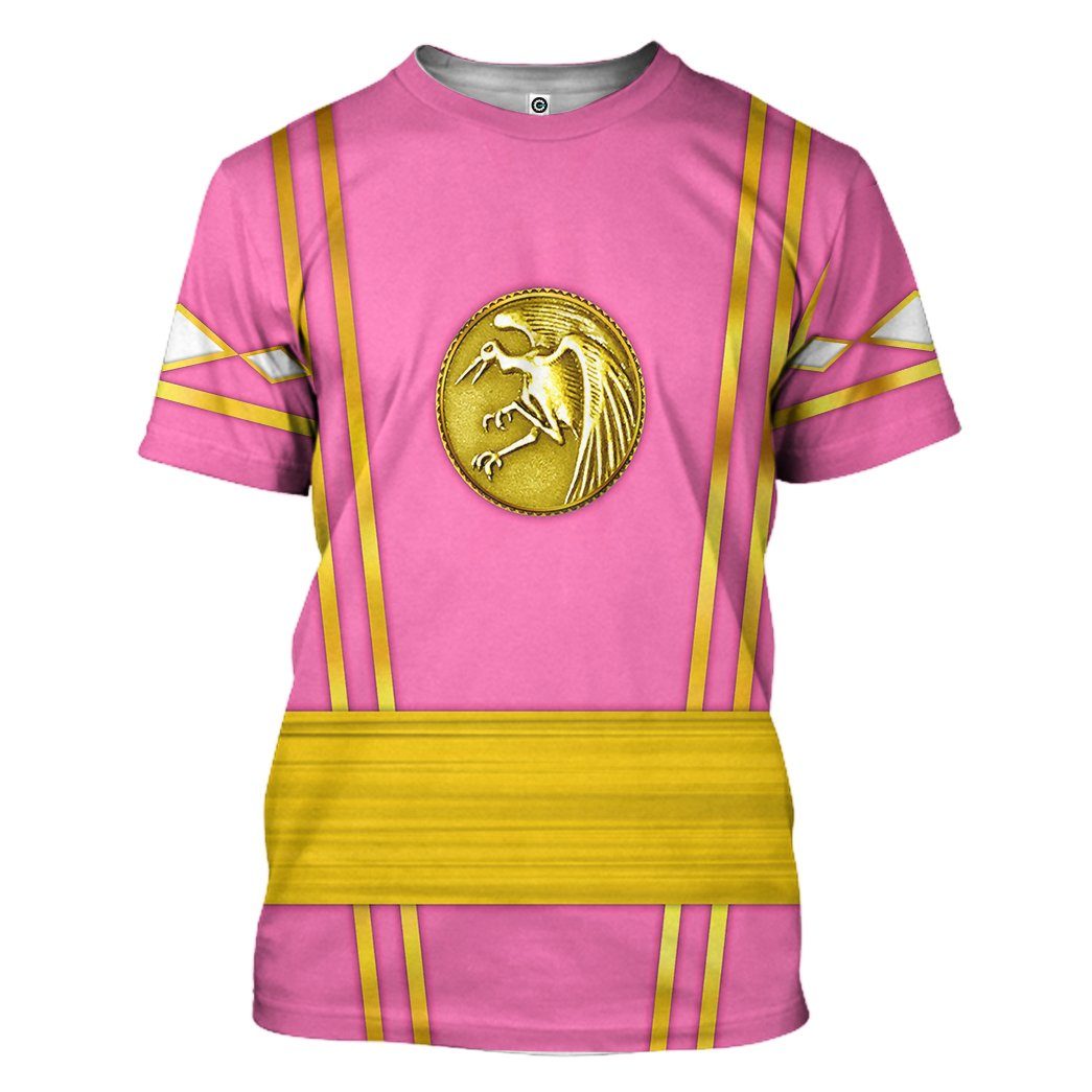 Gearhumans Gearhuman 3D Pink Ninja Mighty Morphin Power Rangers Custom Tshirt Hoodie Apparel GJ24033 3D Apparel T-Shirt S