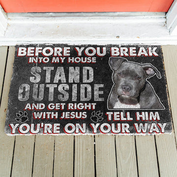 Gearhumans 3D Pitbull Before You Break Into My House Custom Doormat