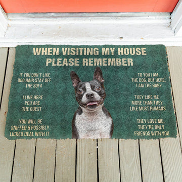 Gearhumans 3D Please Remember Boston Terrier House Rules Custom Doormat