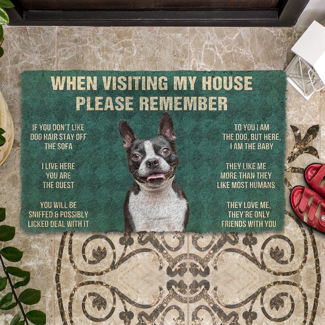 Gearhumans 3D Please Remember Boston Terrier House Rules Custom Doorma