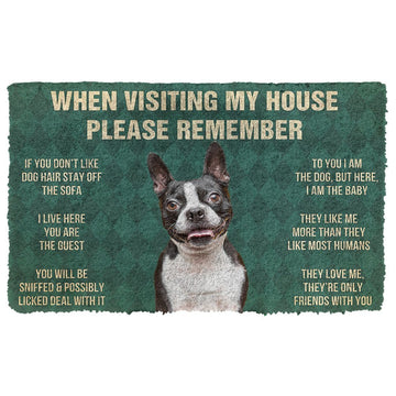 Gearhumans 3D Please Remember Boston Terrier House Rules Custom Doormat