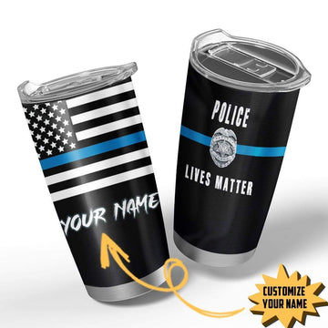 Gearhumans 3D Police Lives Matter Custom Name Design Vacuum Insulated Tumbler