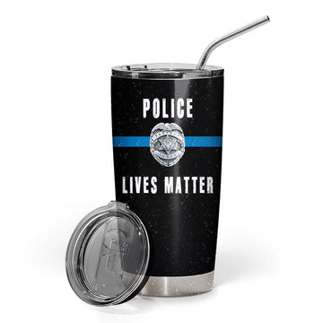 Gearhumans 3D Police Lives Matter Custom Name Design Vacuum Insulated Tumbler