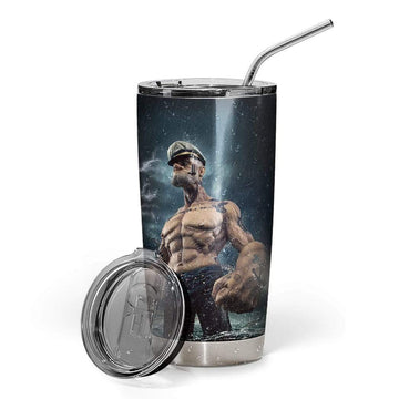 Gearhumans 3D Popeye Custom Design Vacuum Insulated Glitter Tumbler