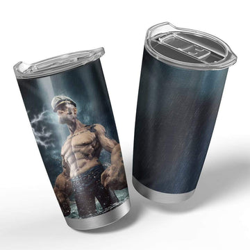 Gearhumans 3D Popeye Custom Design Vacuum Insulated Glitter Tumbler