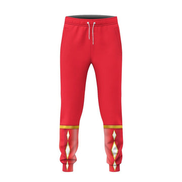 Gearhumans 3D Red Ninja Mighty Morphin Power Rangers Custom Sweatpants Apparel