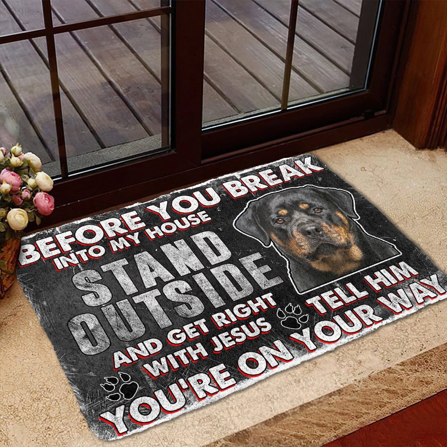 Gearhumans Gearhuman 3D Rottweiler Before You Break Into My House Custom Doormat GW310334 Doormat