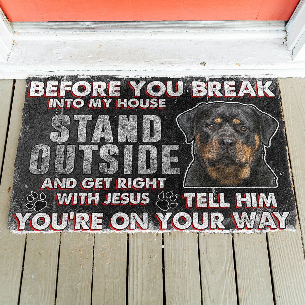 Gearhumans Gearhuman 3D Rottweiler Before You Break Into My House Custom Doormat GW310334 Doormat