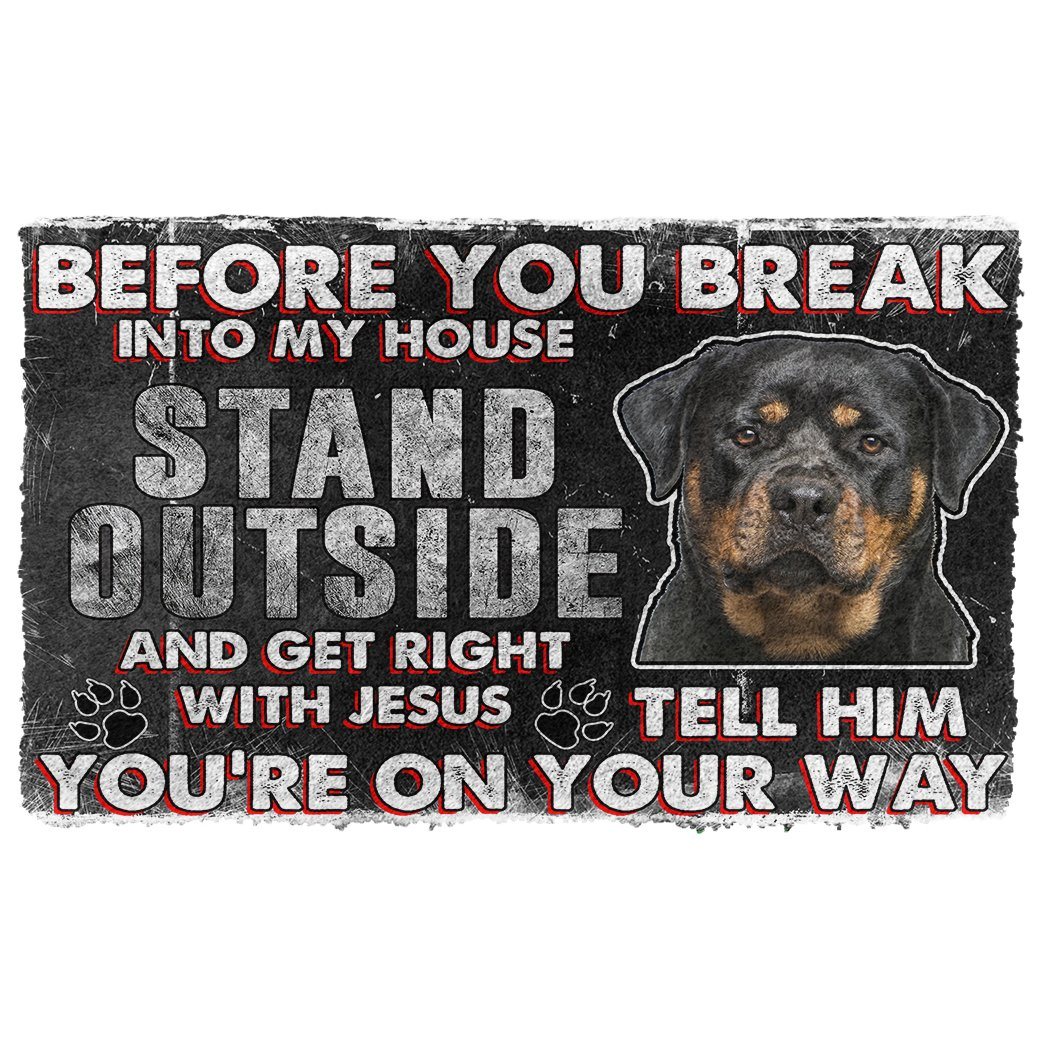 Gearhumans Gearhuman 3D Rottweiler Before You Break Into My House Custom Doormat GW310334 Doormat Doormat S(15,8''x23,6'') 