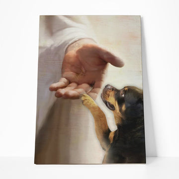 Gearhumans 3D Rottweiler Take My Hand Jesus God Custom Canvas