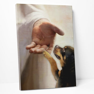 Gearhumans 3D Rottweiler Take My Hand Jesus God Custom Canvas