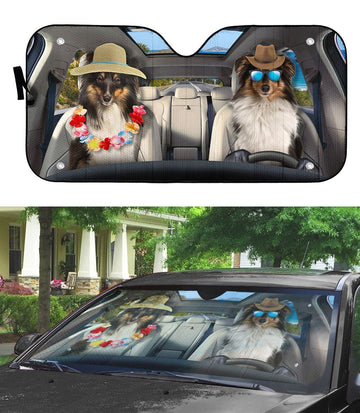 Gearhumans 3D Shetland Sheepdog Dog Auto Car Sunshade