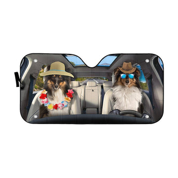 Gearhumans 3D Shetland Sheepdog Dog Auto Car Sunshade